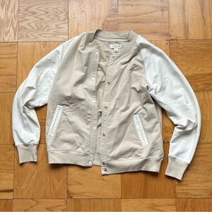 Treasure & Bond Cream and Beige Varsity Jacket